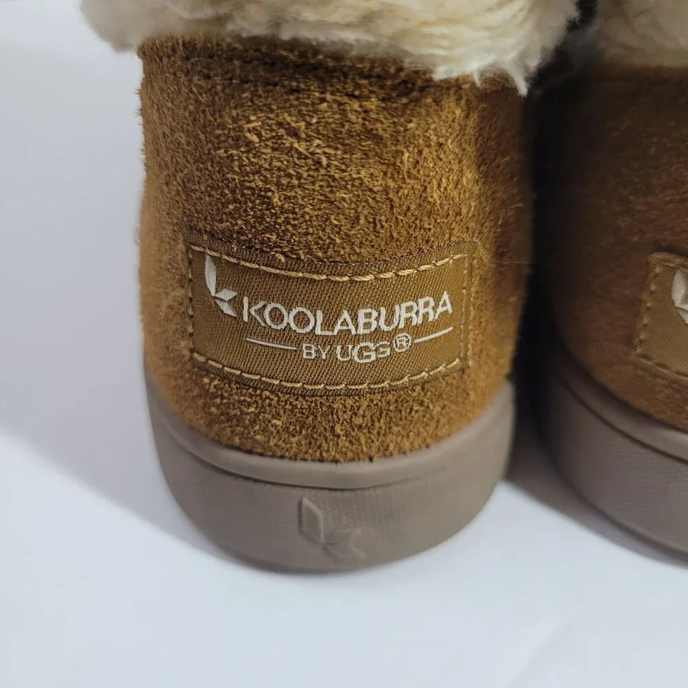 Koolaburra By UGG Girls Youth Short Suede Shearling‎ Boots Size 3 Tan 1096445